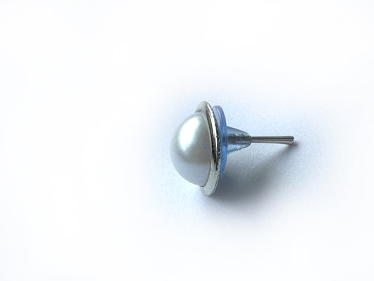 Classic Pearl Stud Earrings with Silver-Tone Border | Elegant Minimal Jewellery