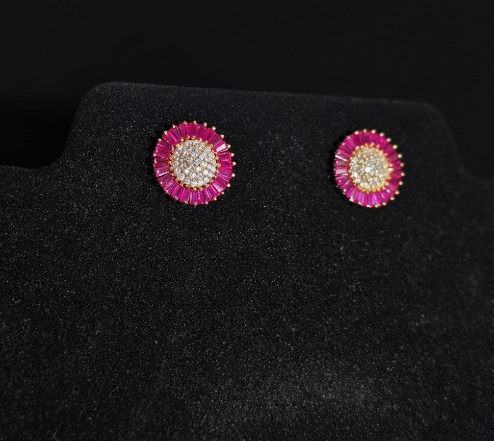 Elegant Gold Tone Crystal Stud Earrings – Classic Statement Design