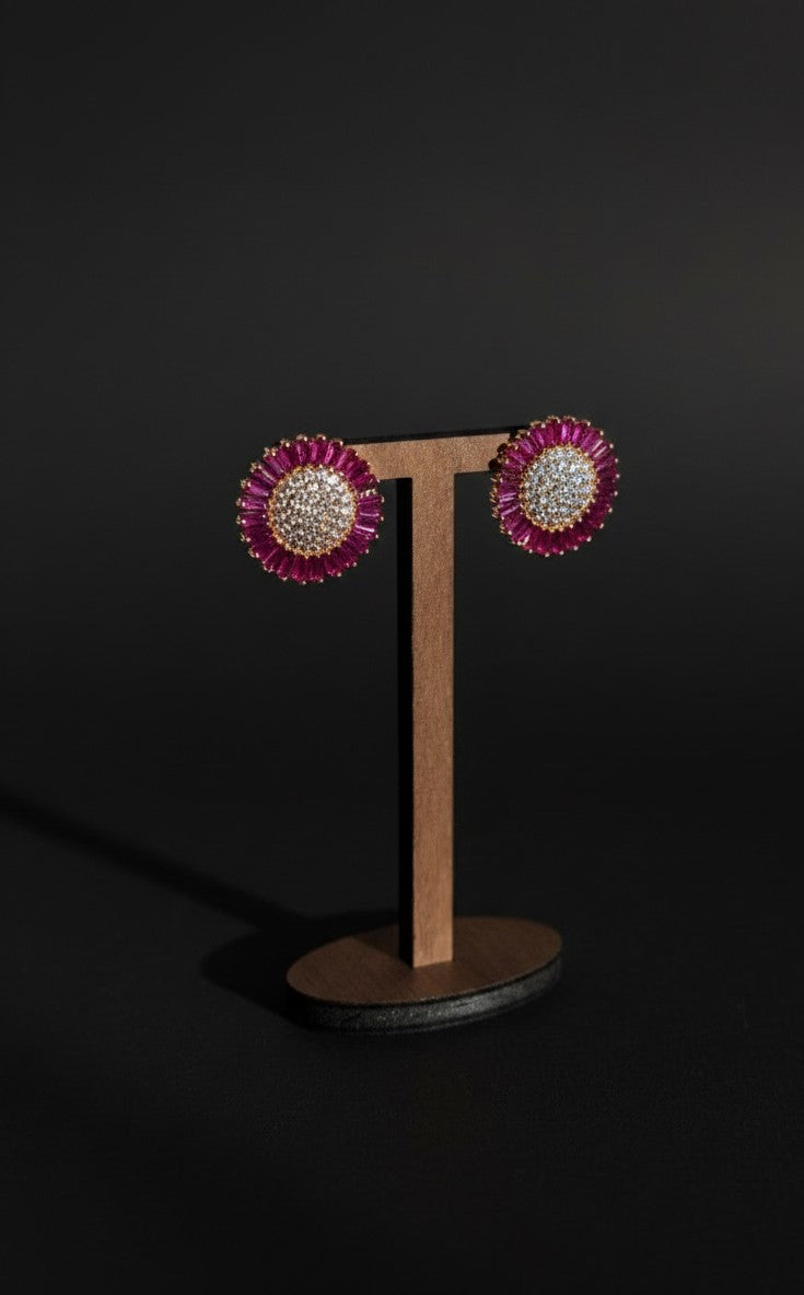 Elegant Gold Tone Crystal Stud Earrings – Classic Statement Design