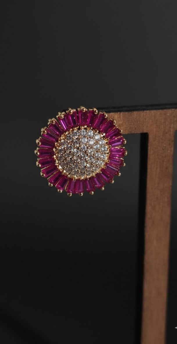 Elegant Gold Tone Crystal Stud Earrings – Classic Statement Design