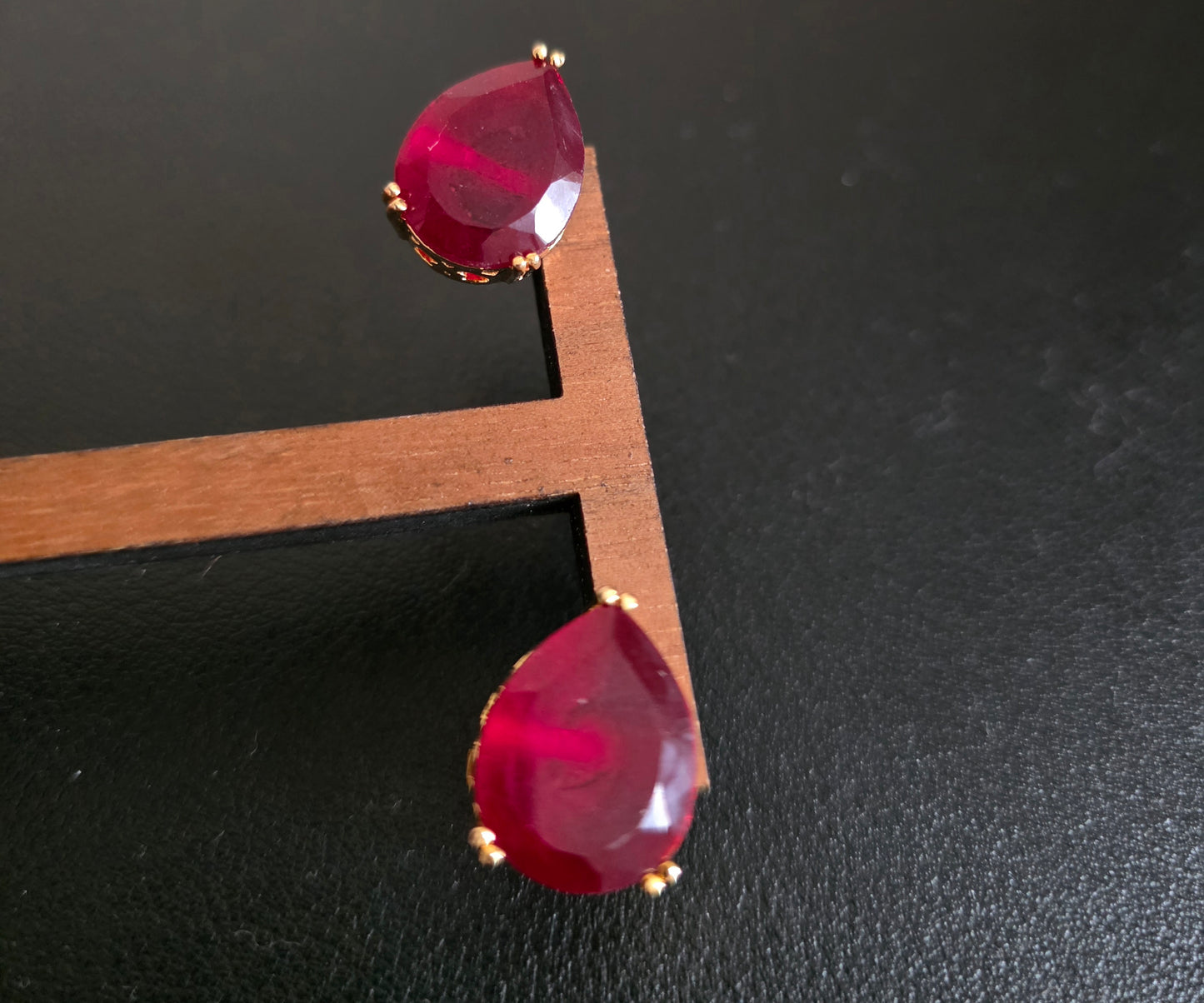 Gold Tone Black Oval Stone Stud Earrings | Elegant Classic Statement Jewellery