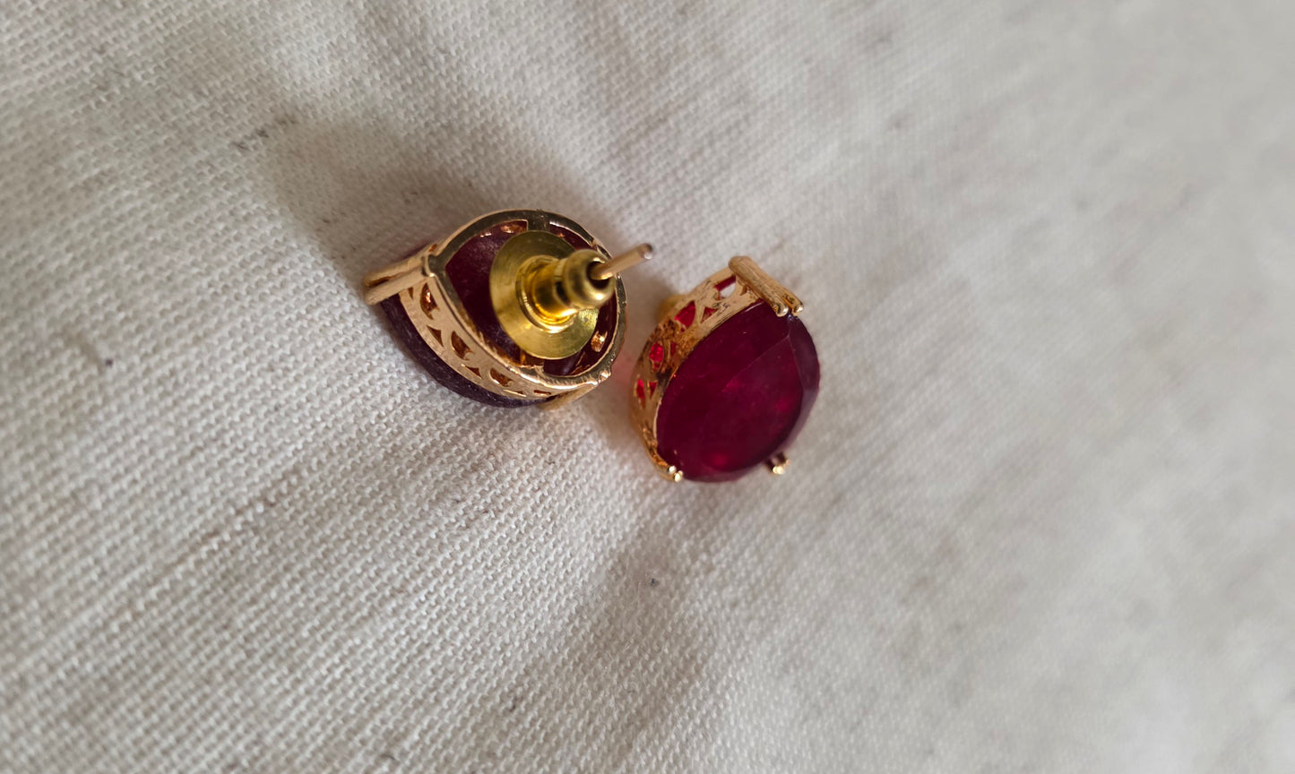 Gold Tone Black Oval Stone Stud Earrings | Elegant Classic Statement Jewellery