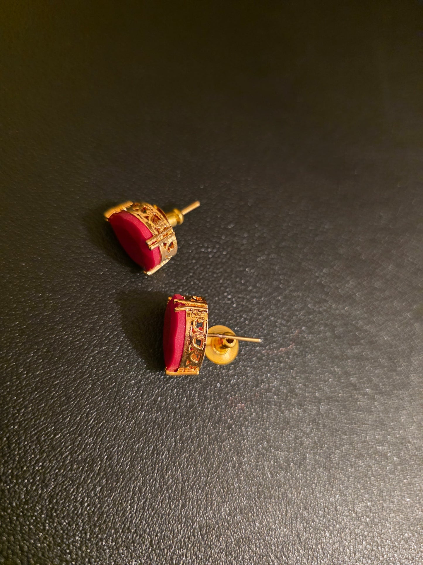 Gold Tone Black Oval Stone Stud Earrings | Elegant Classic Statement Jewellery