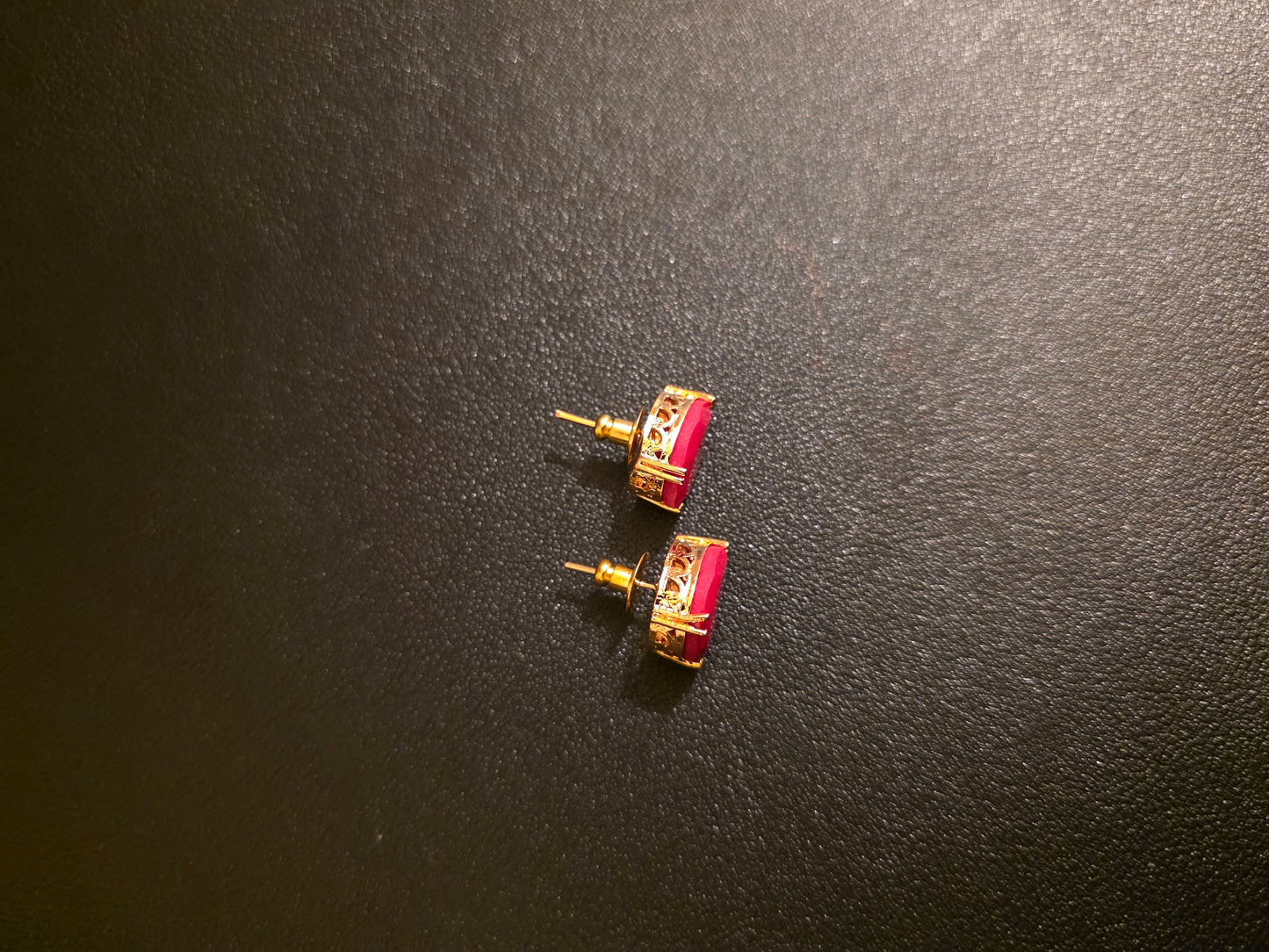 Gold Tone Black Oval Stone Stud Earrings | Elegant Classic Statement Jewellery