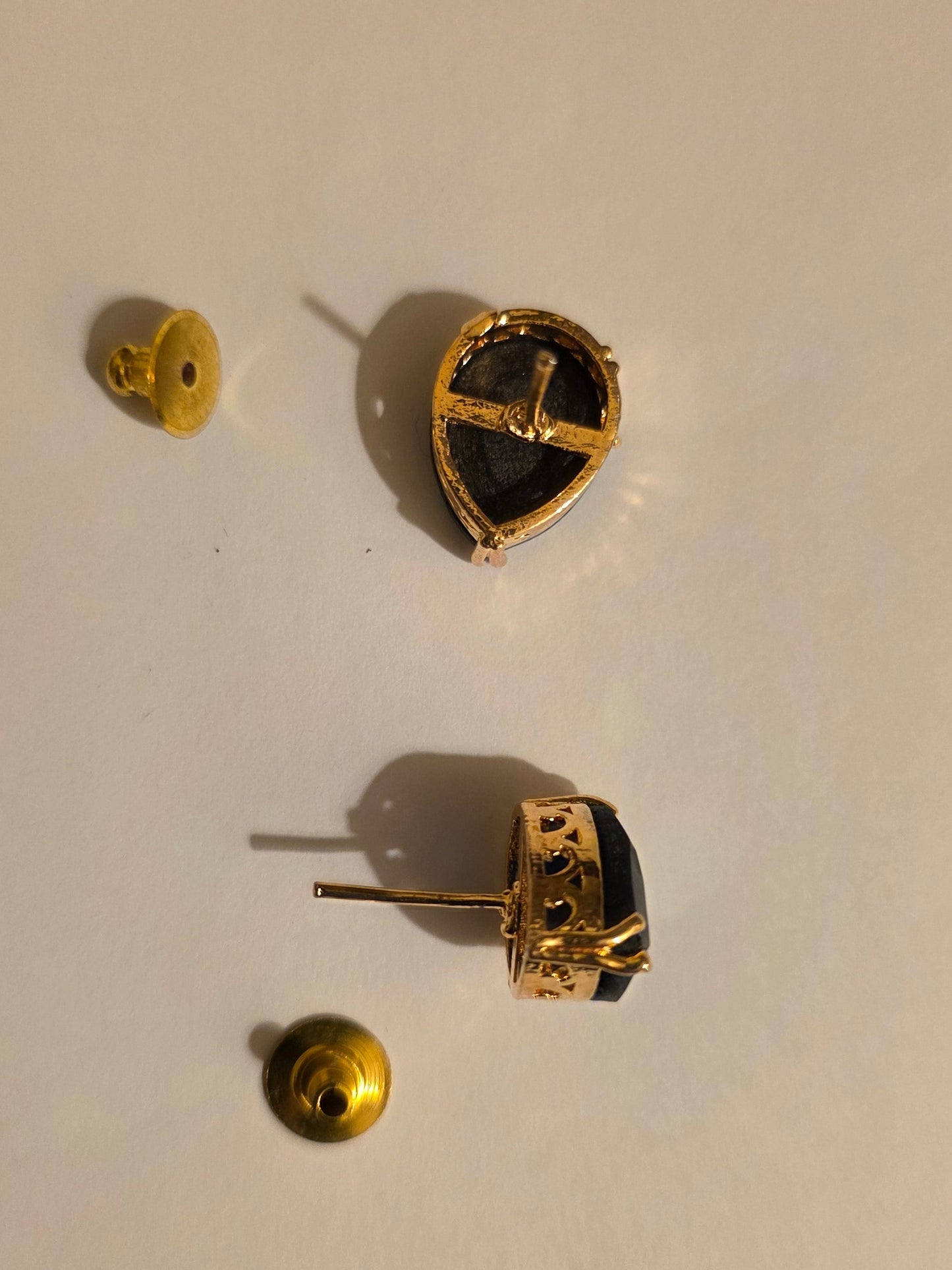 Gold Tone Black Oval Stone Stud Earrings | Elegant Classic Statement Jewellery