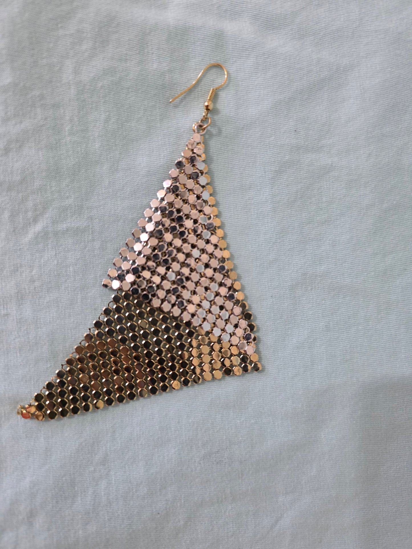 Gold Silver Mesh Tassel Drop Earrings Masquerade Ball Party Statement Dangle