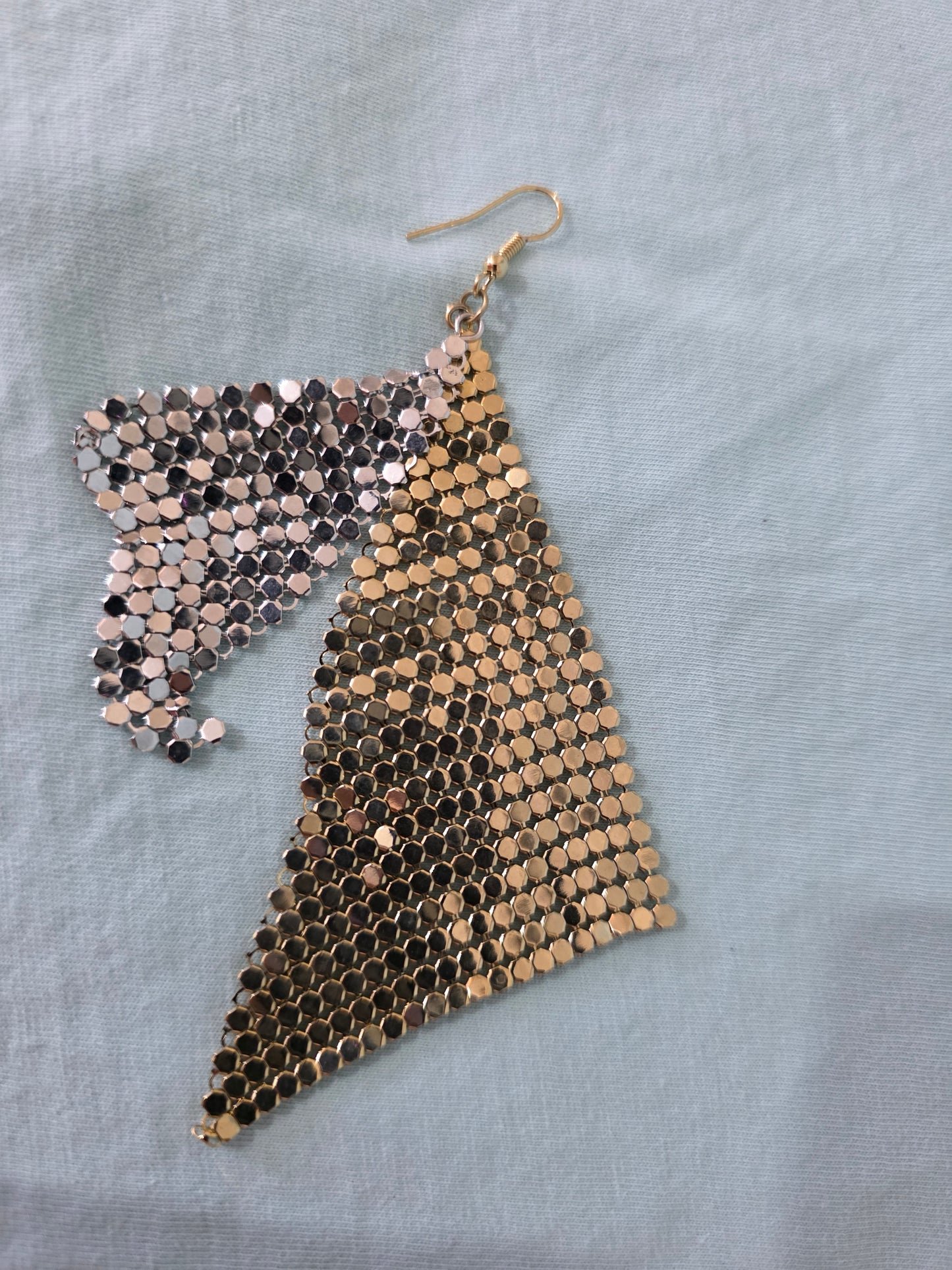 Gold Silver Mesh Tassel Drop Earrings Masquerade Ball Party Statement Dangle