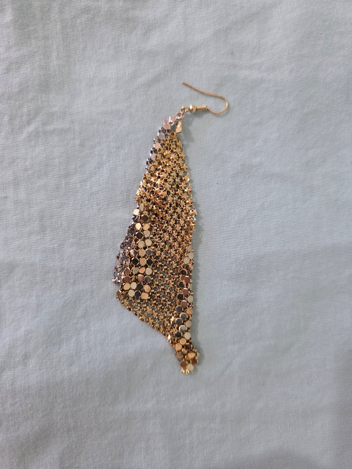 Gold Silver Mesh Tassel Drop Earrings Masquerade Ball Party Statement Dangle